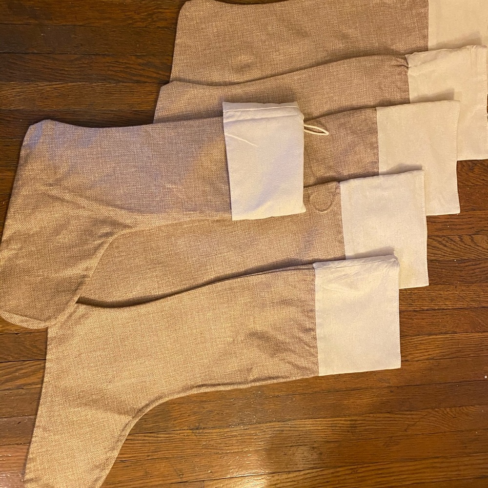 Burlap Christmas stockings- set of 6